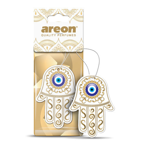 AREON Hamsa White – עץ ריח תלוי בעיצוב חמסה לבנה וניחוח מרכך כביסה מפנק