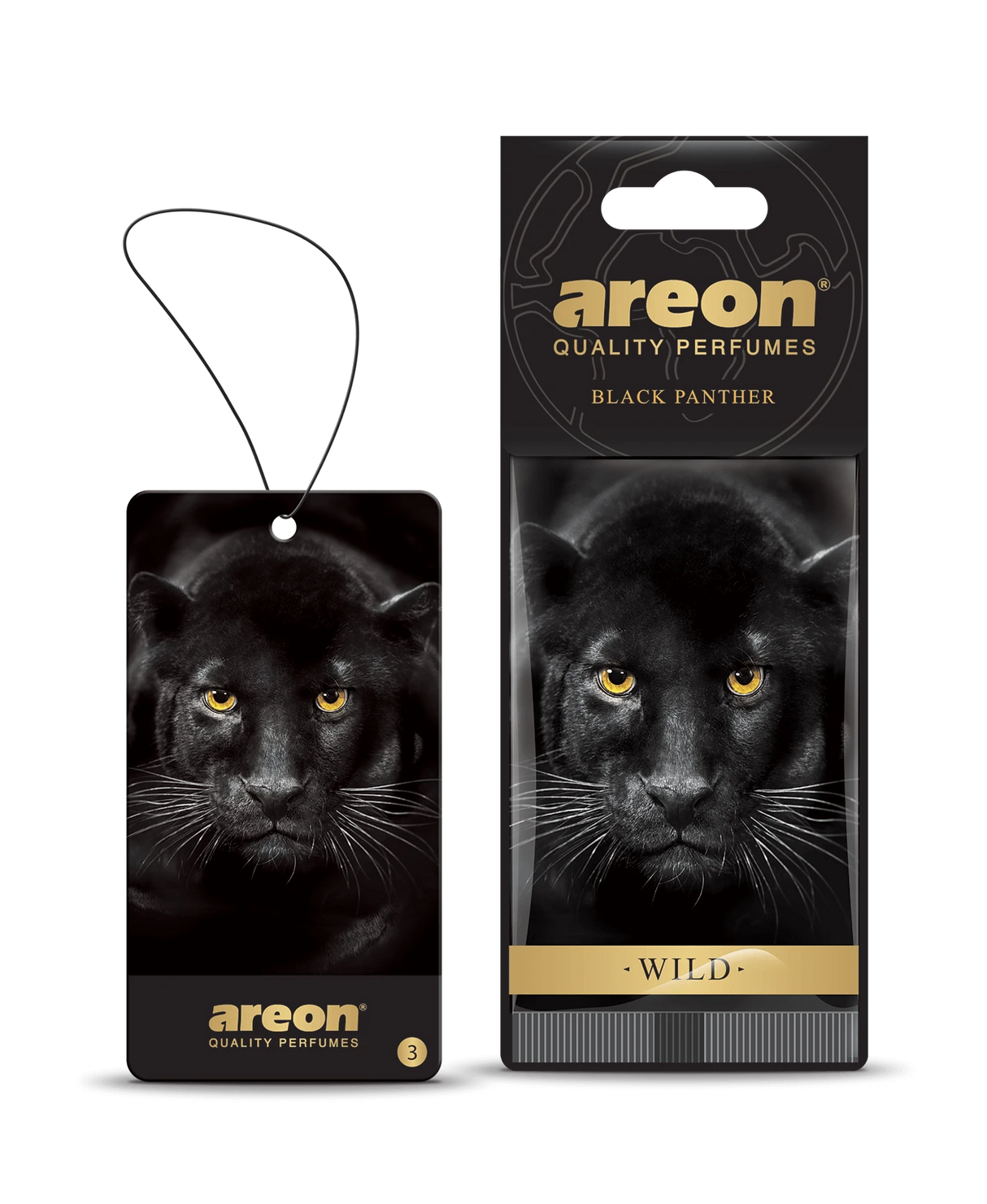 AREON Wild Black Panther AW02 – עץ ריח תלוי “Black Panther” בניחוח פירותי-עצי נועז