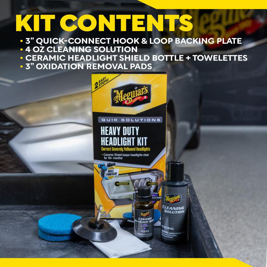 ערכה לחידוש פנסים Meguiar’s Heavy Duty Headlight Kit