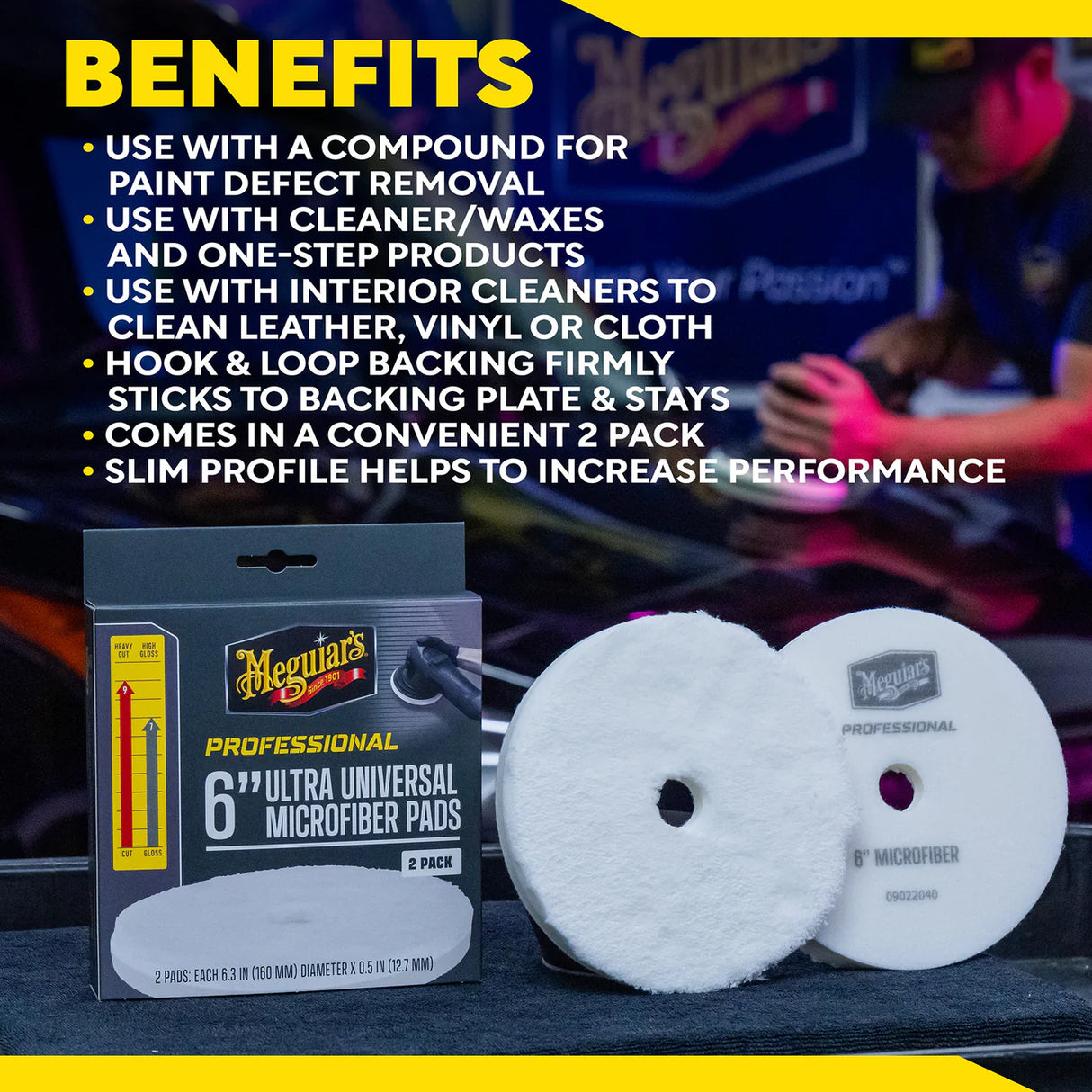 פדי פוליש מיקרופייבר 6 אינץ׳ Meguiar's M6MFP2 - מארז 2 יחידות