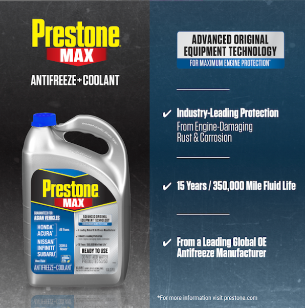 Prestone® MAX נוזל קירור ונוגד קפיאה לרכבים אסייתיים (כחול)