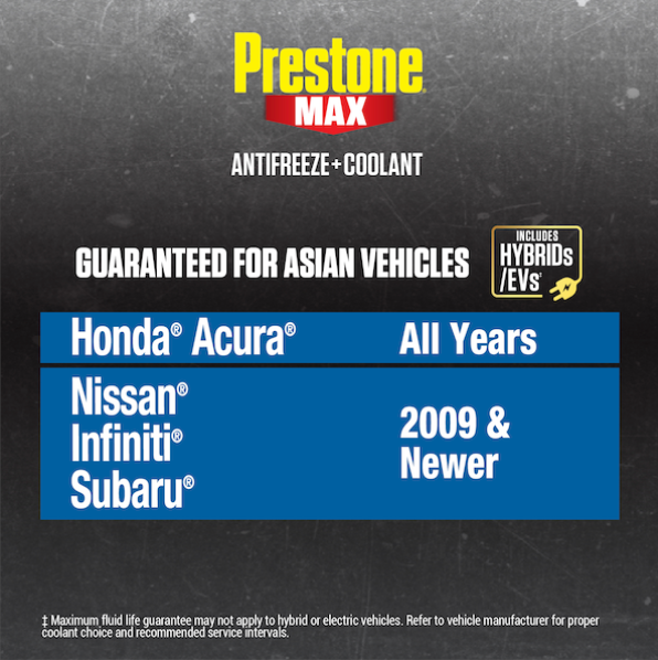 Prestone® MAX נוזל קירור ונוגד קפיאה לרכבים אסייתיים (כחול)