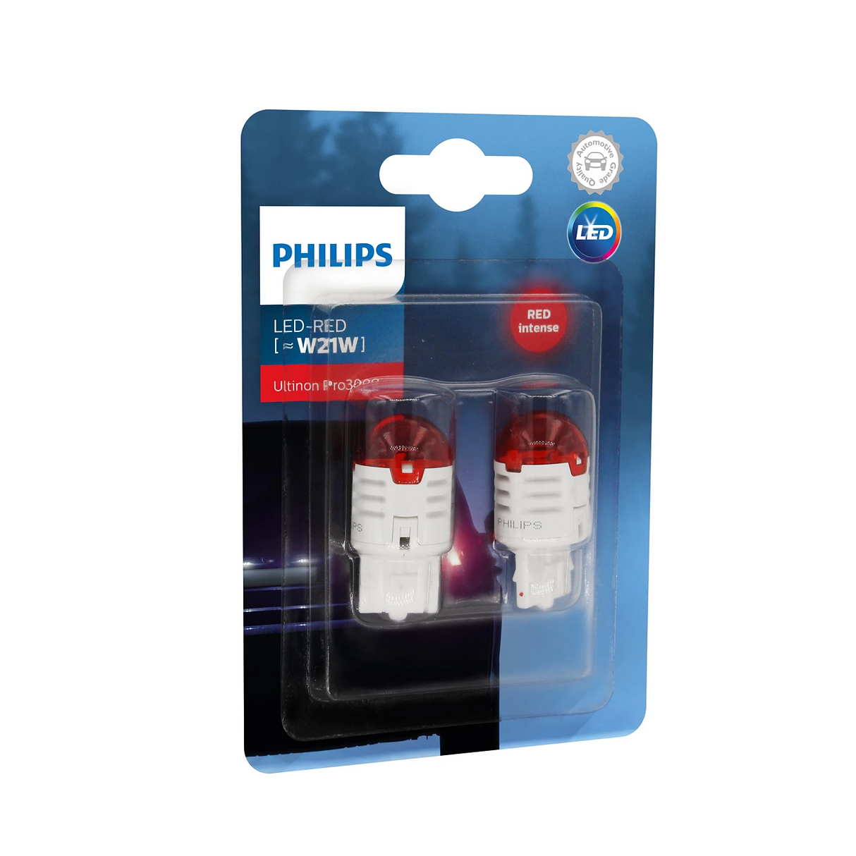 נורת איתות לרכב - Philips Ultinon Pro3000 W21W (אדום)