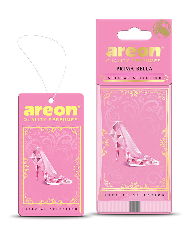 AREON Special Selection Prima Bella – עץ ריח תלוי בניחוח נשי, מתוק ואופנתי “Prima Bella”