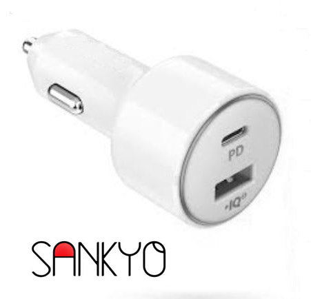 מטען לרכב SANKYO עם USB-C ו-USB – תמונת המוצר