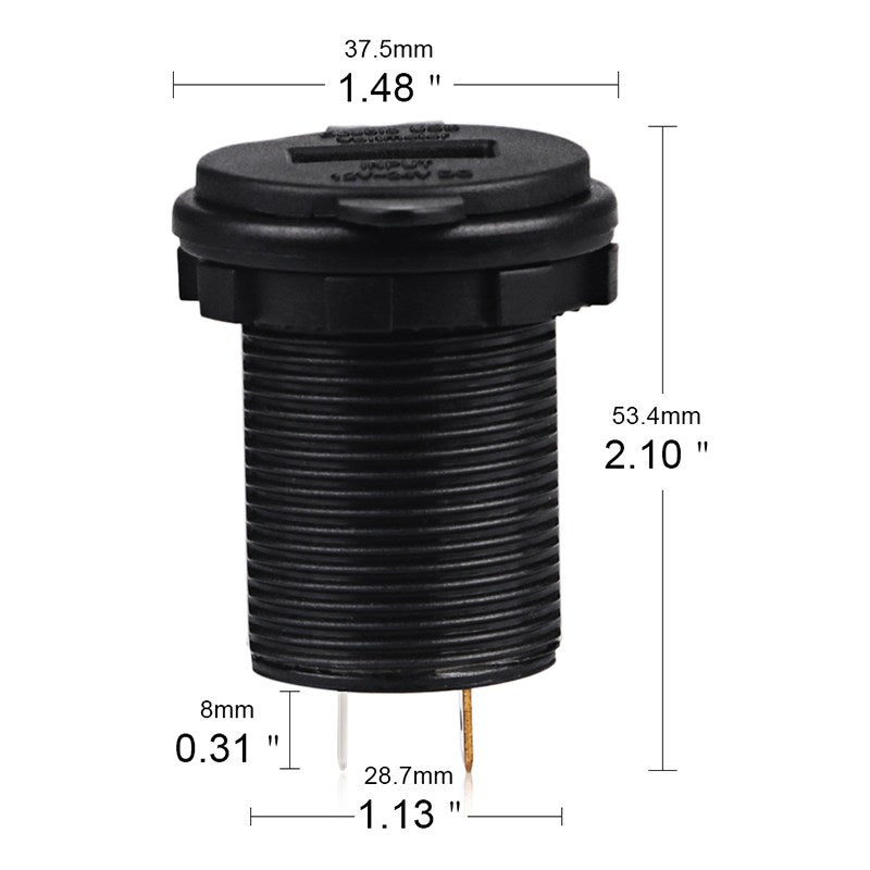 תקע USB כפול לחיצה לרכב  עם כיסוי