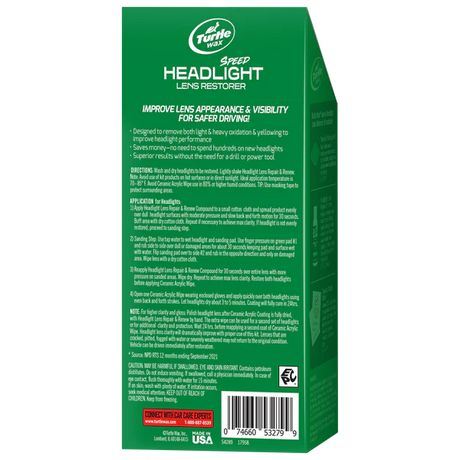 ערכת שחזור פנסי ראש לרכב Turtle Wax Speed Headlight Lens Restorer Kit