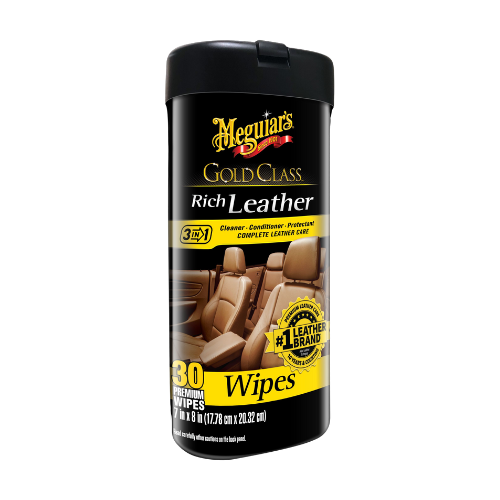 מגבונים לניקוי ושימור ריפודי עור Meguiar’s Gold Class Rich Leather – מארז 30 יחידות