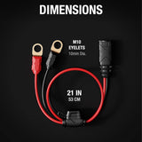 כבל חיבור קבוע למצבר 10 מ״מ למטעני NOCO GENIUS GC008