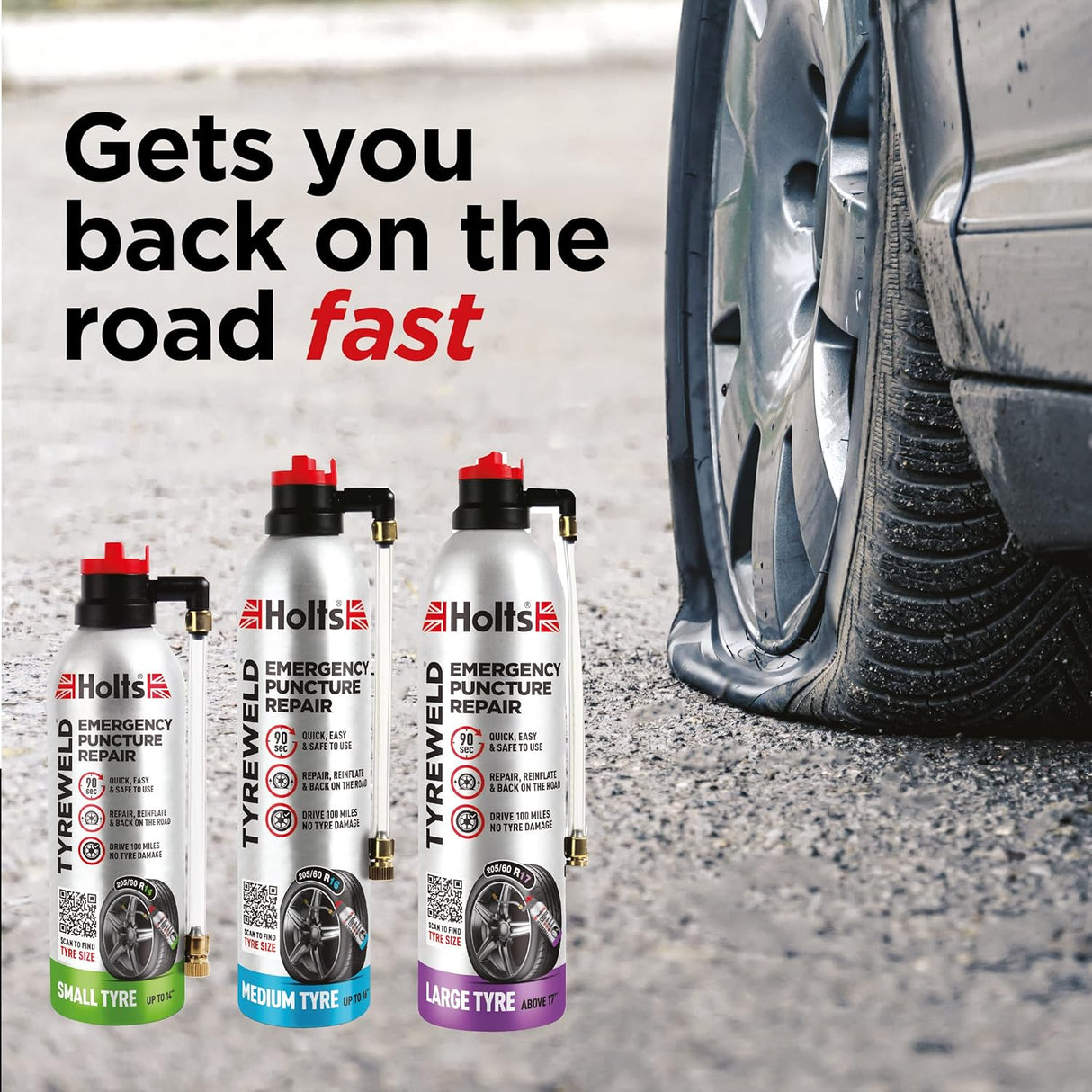 ספריי לתיקון פנצ'ר וניפוח צמיג Holts Tyreweld 400 מ״ל