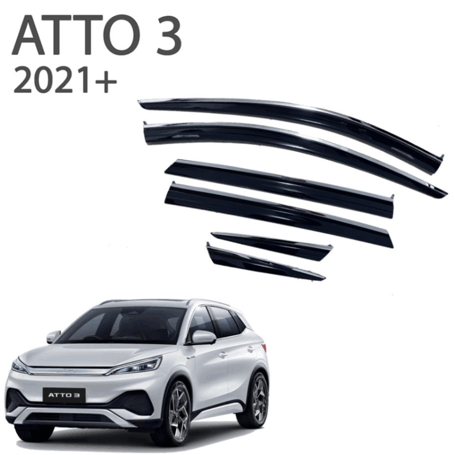 מגני רוח הדבקה BYD ATTO 3 עם פס ניקל שנת 2021+ (6 חלקים)