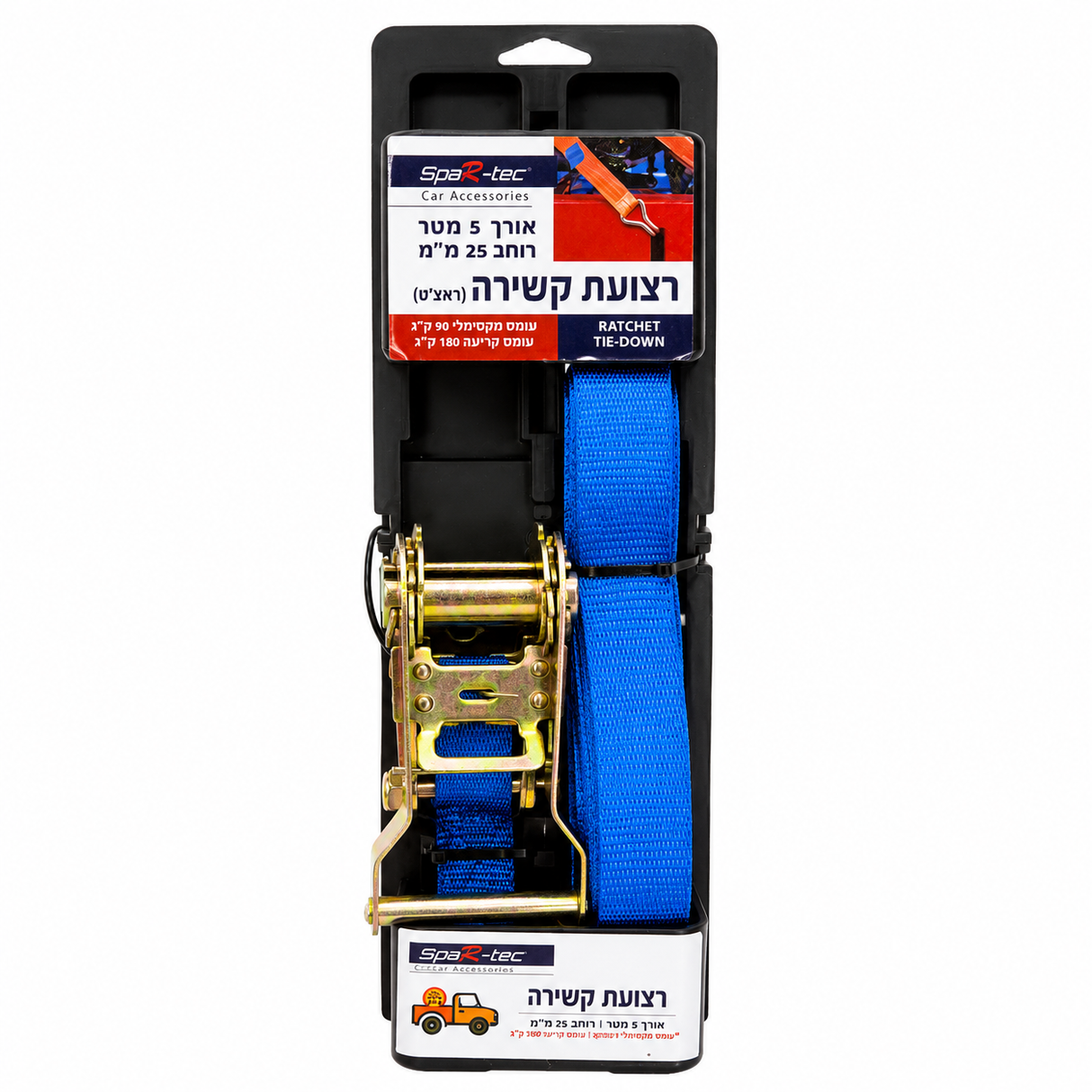 רצועת קשירה ראצ׳ט SpaRtec באורך 5 מטר רוחב 25 מ״מ
