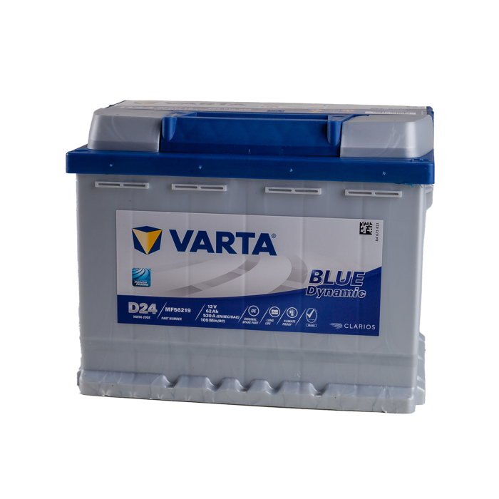 מצבר רכב 62 אמפר – VARTA D24