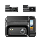 מצלמת דרך תלת־כיוונית DDPAI Z60T 4K עם מצלמות קדמית אחורית ופנימית