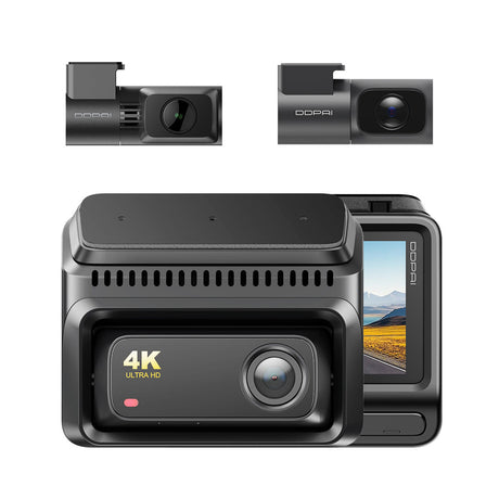 מצלמת דרך תלת־כיוונית DDPAI Z60T 4K עם מצלמות קדמית אחורית ופנימית