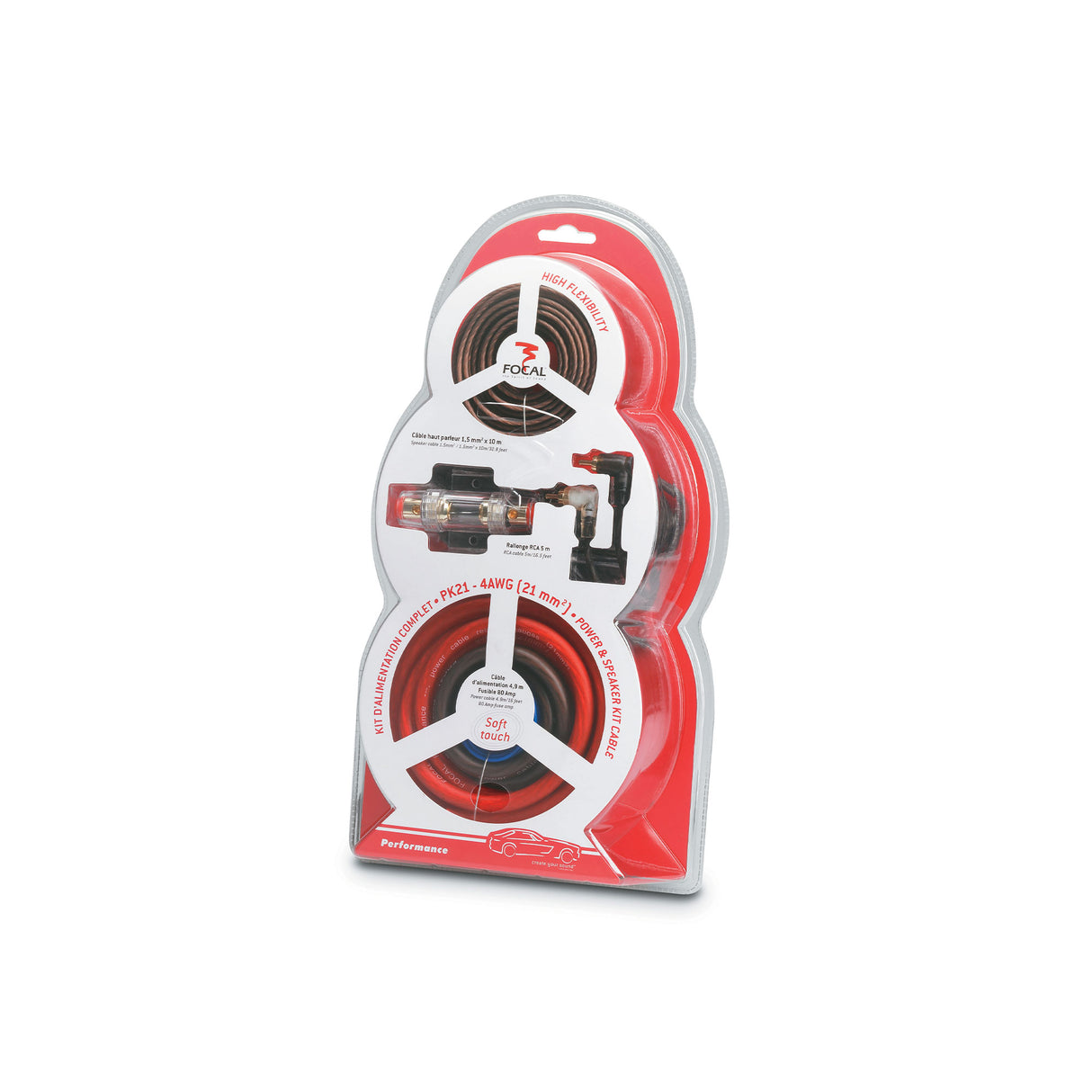 ערכת חיווט מלאה למגבר Focal PK21 בעובי 4AWG