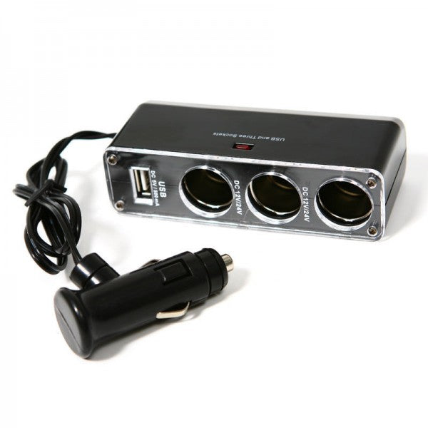 מפצל למצת הרכבּ +   שתי כניסות 12V ּUSB
